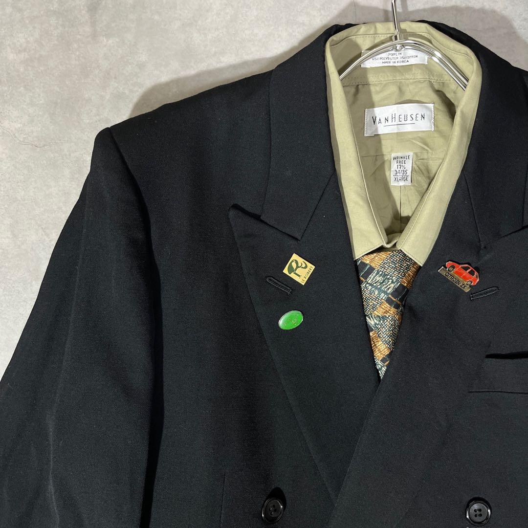 [F.041]【vintage】 セットアップ ダブル　ピンズ　ネクタイ