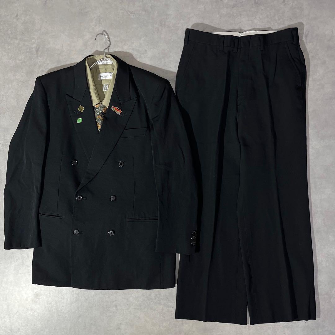 [F.041]【vintage】 セットアップ ダブル　ピンズ　ネクタイ