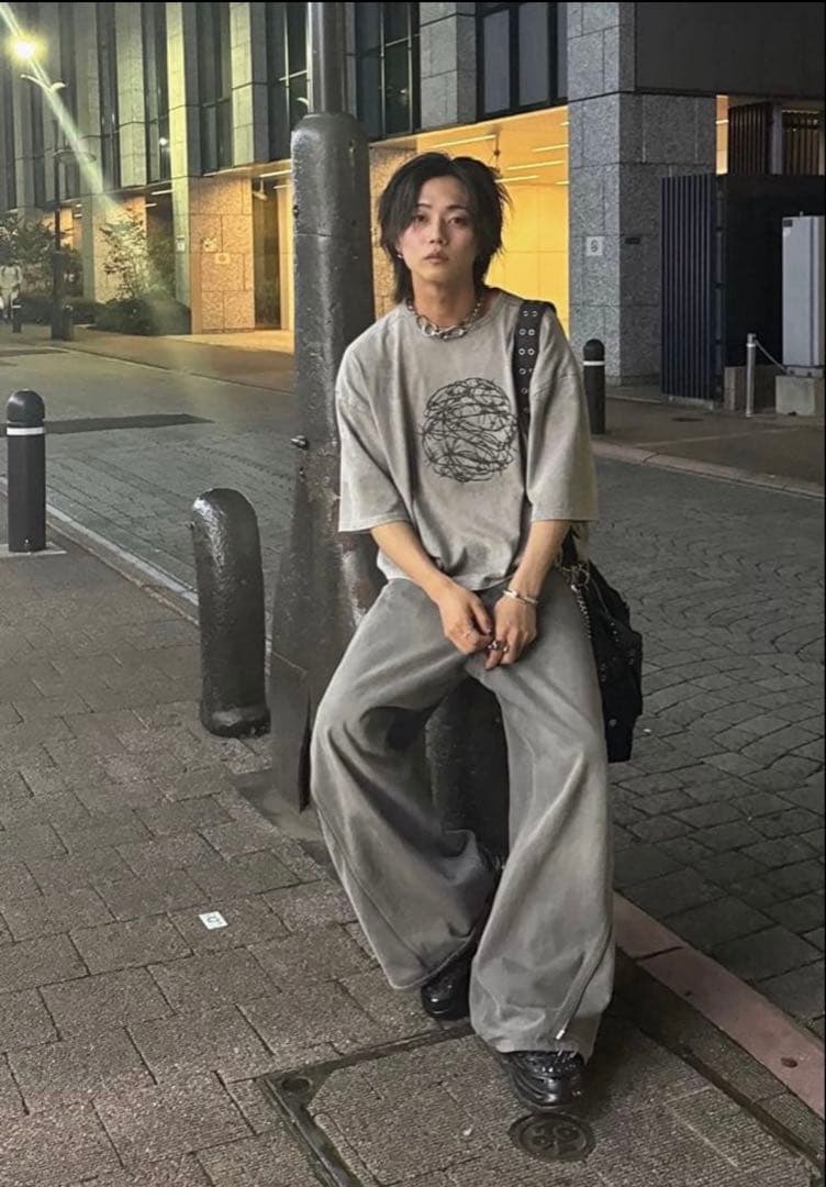 グレー グラフィックプリント Tシャツ M グランシー