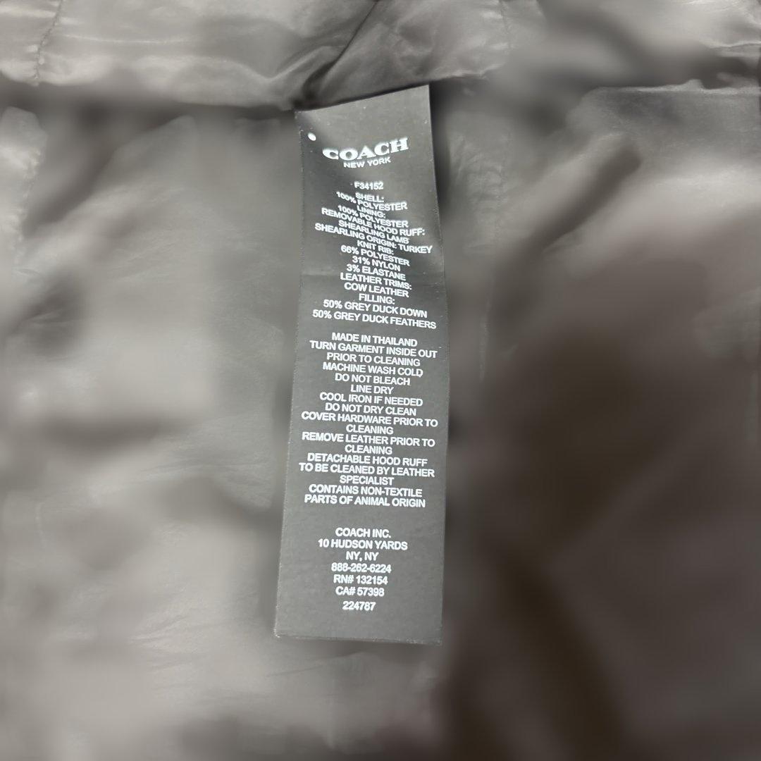 COACH ロングダウンコート ダウン フード ファー付 XSブラック黒