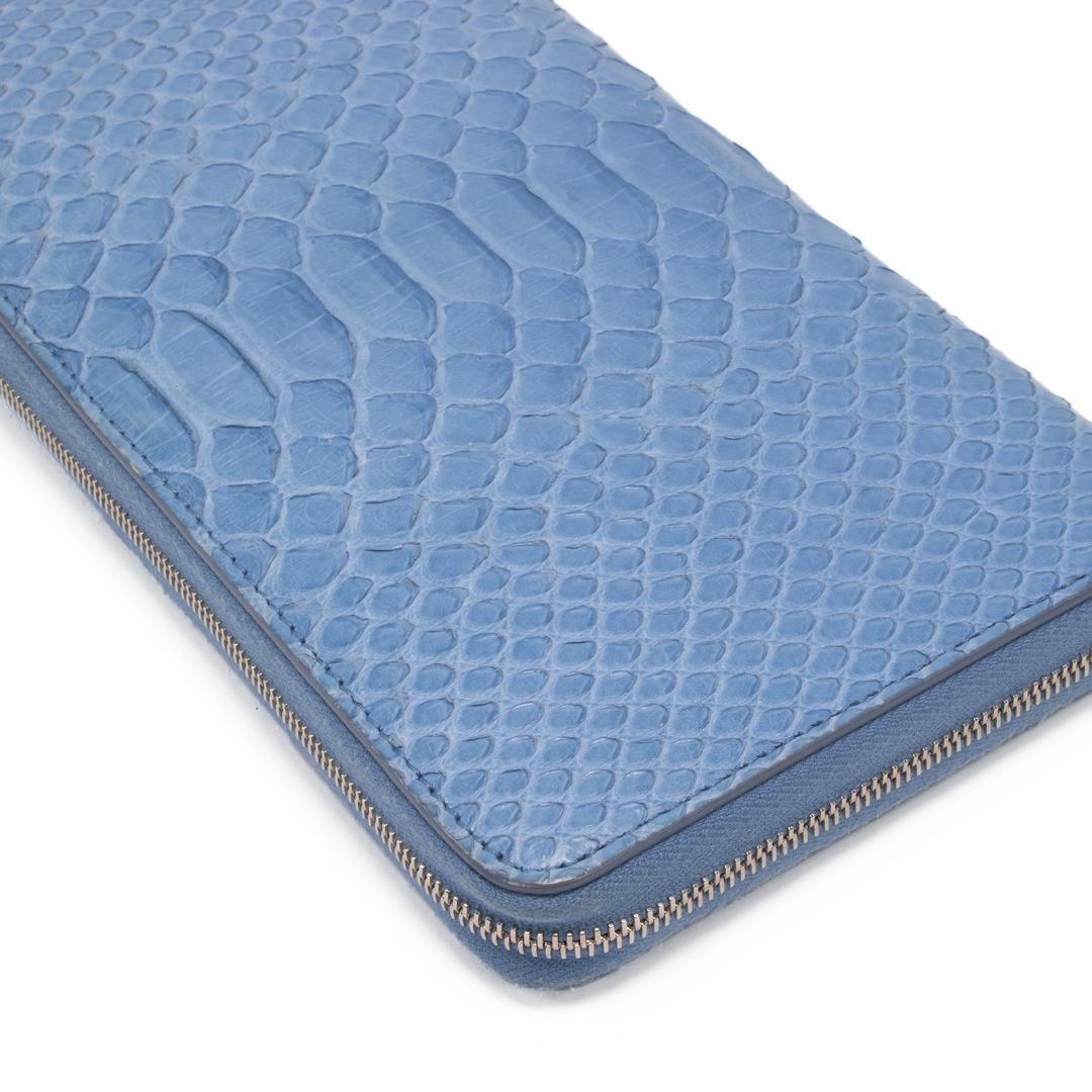本物 セリーヌ 長財布 ファスナー メンズ レディース パイソン 水色 ブルー