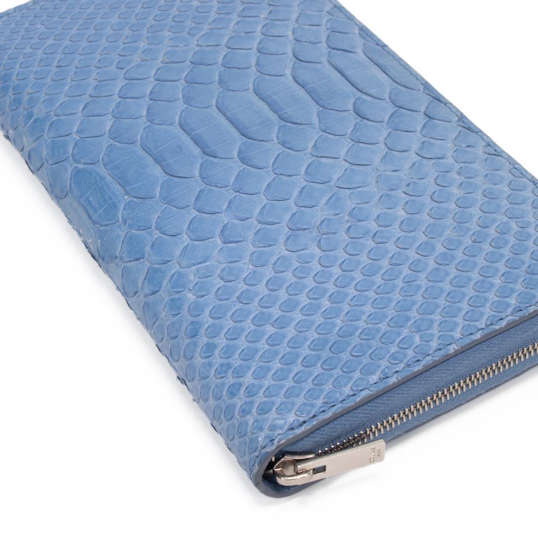 本物 セリーヌ 長財布 ファスナー メンズ レディース パイソン 水色 ブルー