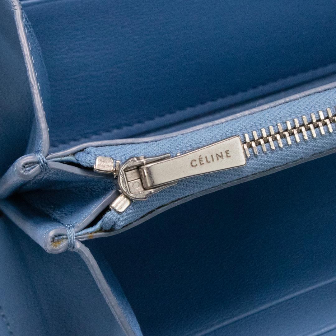 本物 セリーヌ 長財布 ファスナー メンズ レディース パイソン 水色 ブルー