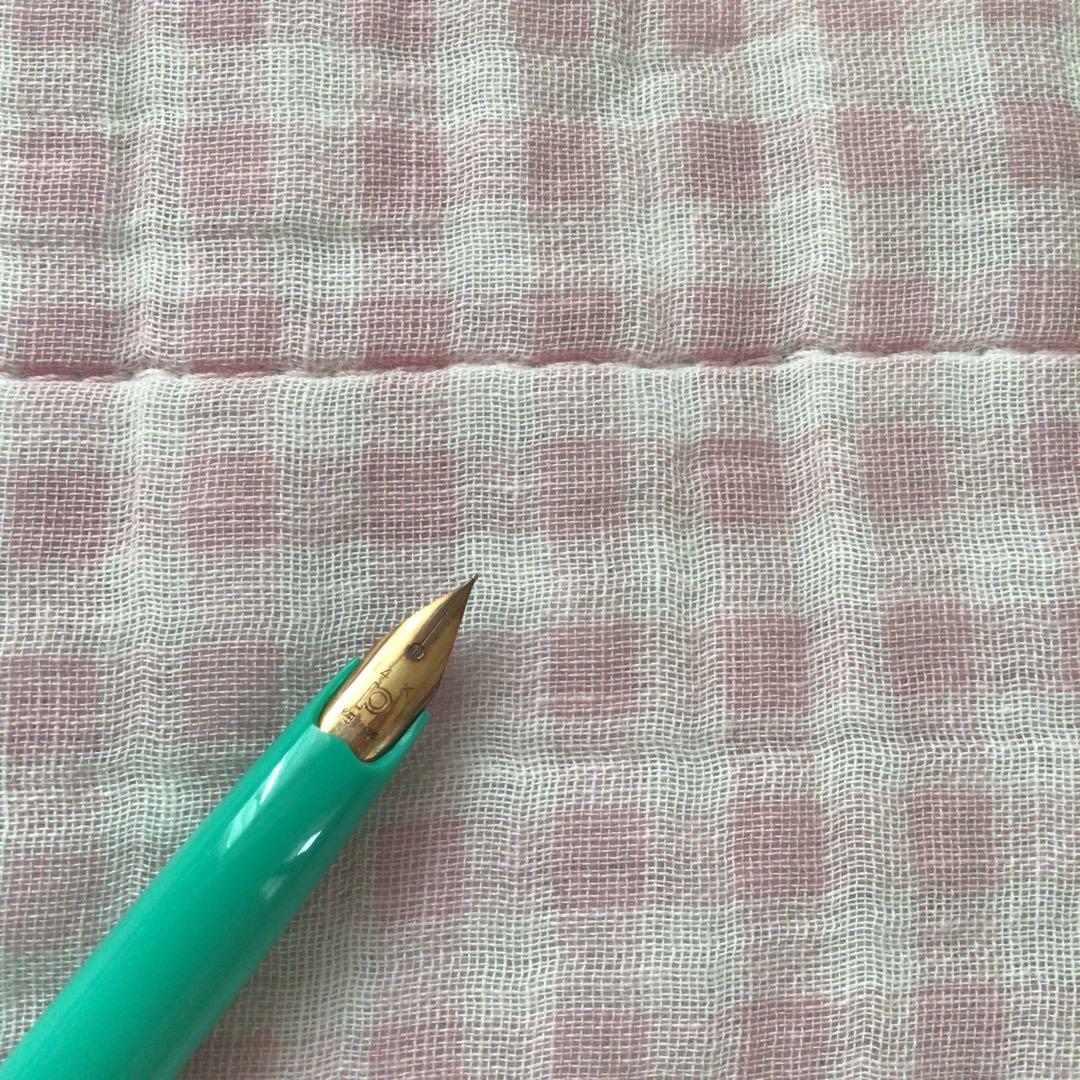 プラチナ 14K 14金 万年筆 ショート 細字 いちご 苺 緑 廃盤