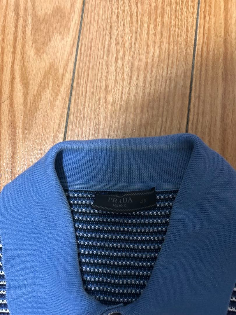 PRADA 18ssラバーワッペン 半袖 ブルー ポロシャツ　サイズ46