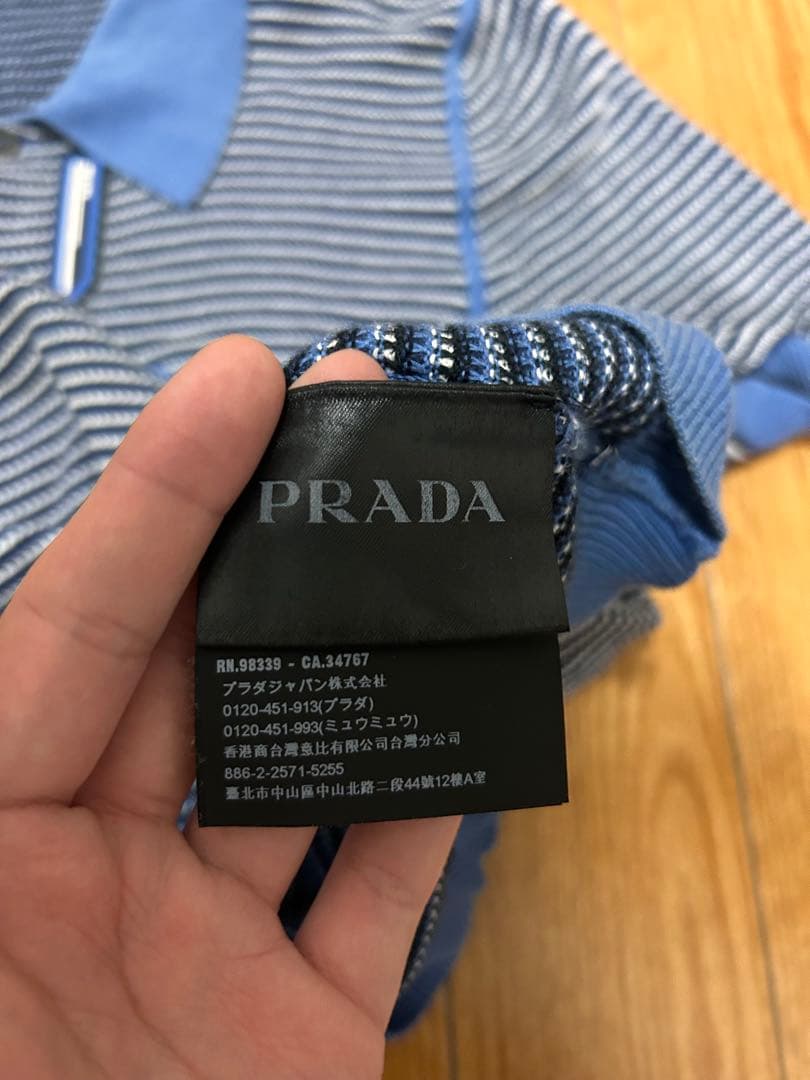 PRADA 18ssラバーワッペン 半袖 ブルー ポロシャツ　サイズ46
