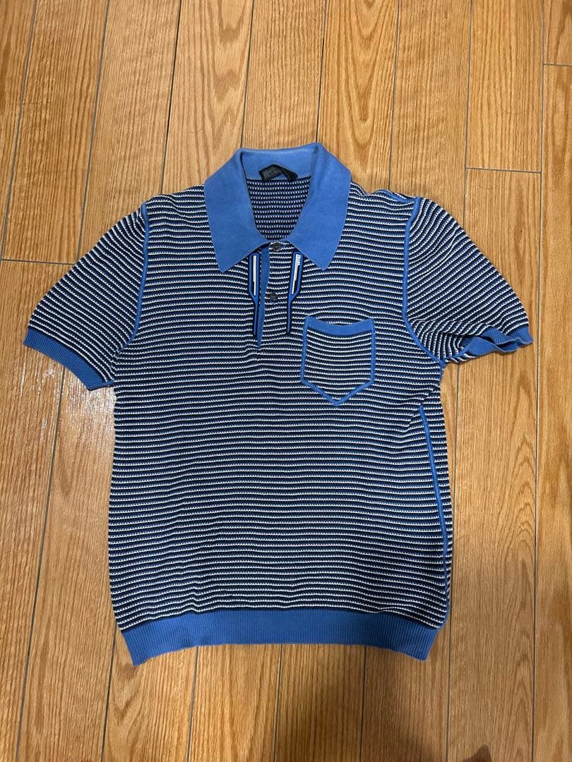 PRADA 18ssラバーワッペン 半袖 ブルー ポロシャツ　サイズ46