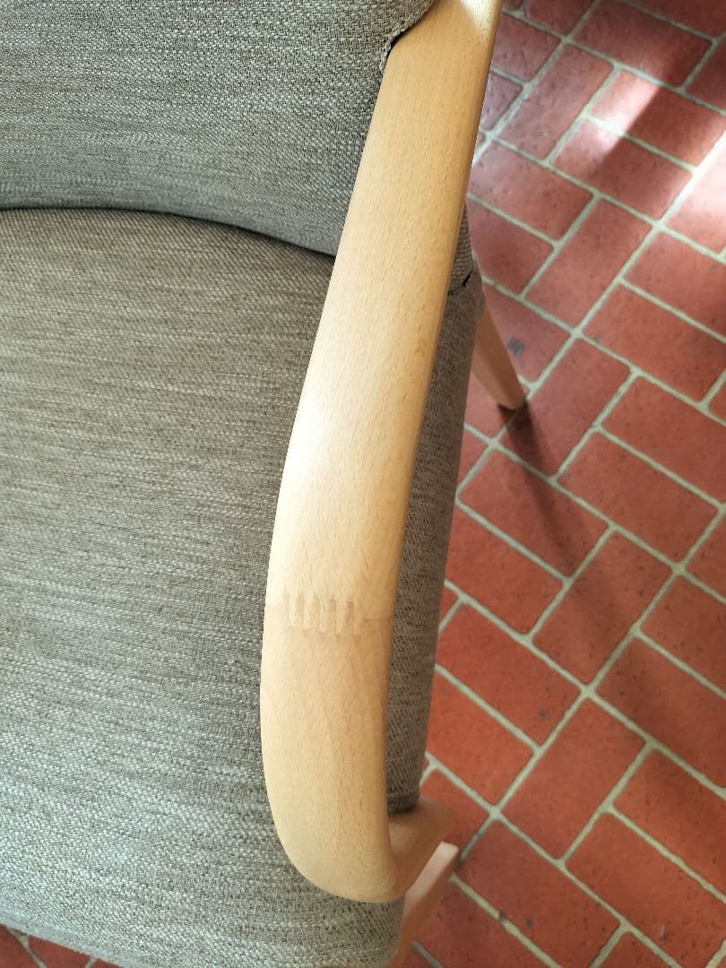 美品 ニトリ 天然木製 Dコタツチェア プライウッド アームチェア 布張り