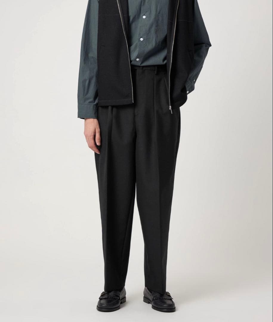 Steven Alanウール オックスフォード ツープリーツ ドレストラウザーズ