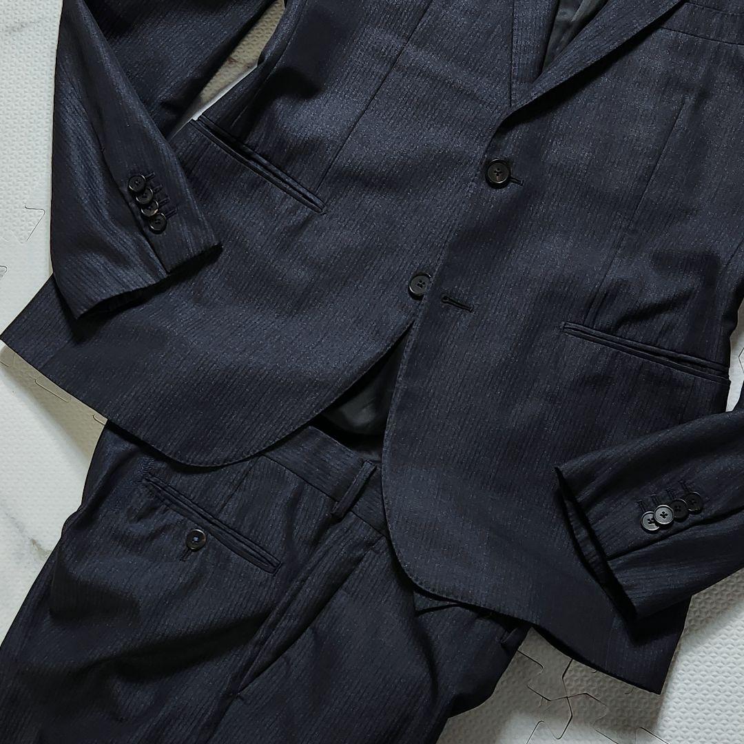 L相当 Louis Vuitton スーツ 裏地ダミエ柄 シルク ストライプ