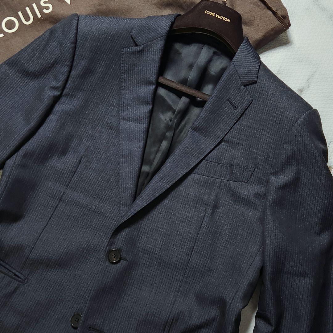 L相当 Louis Vuitton スーツ 裏地ダミエ柄 シルク ストライプ