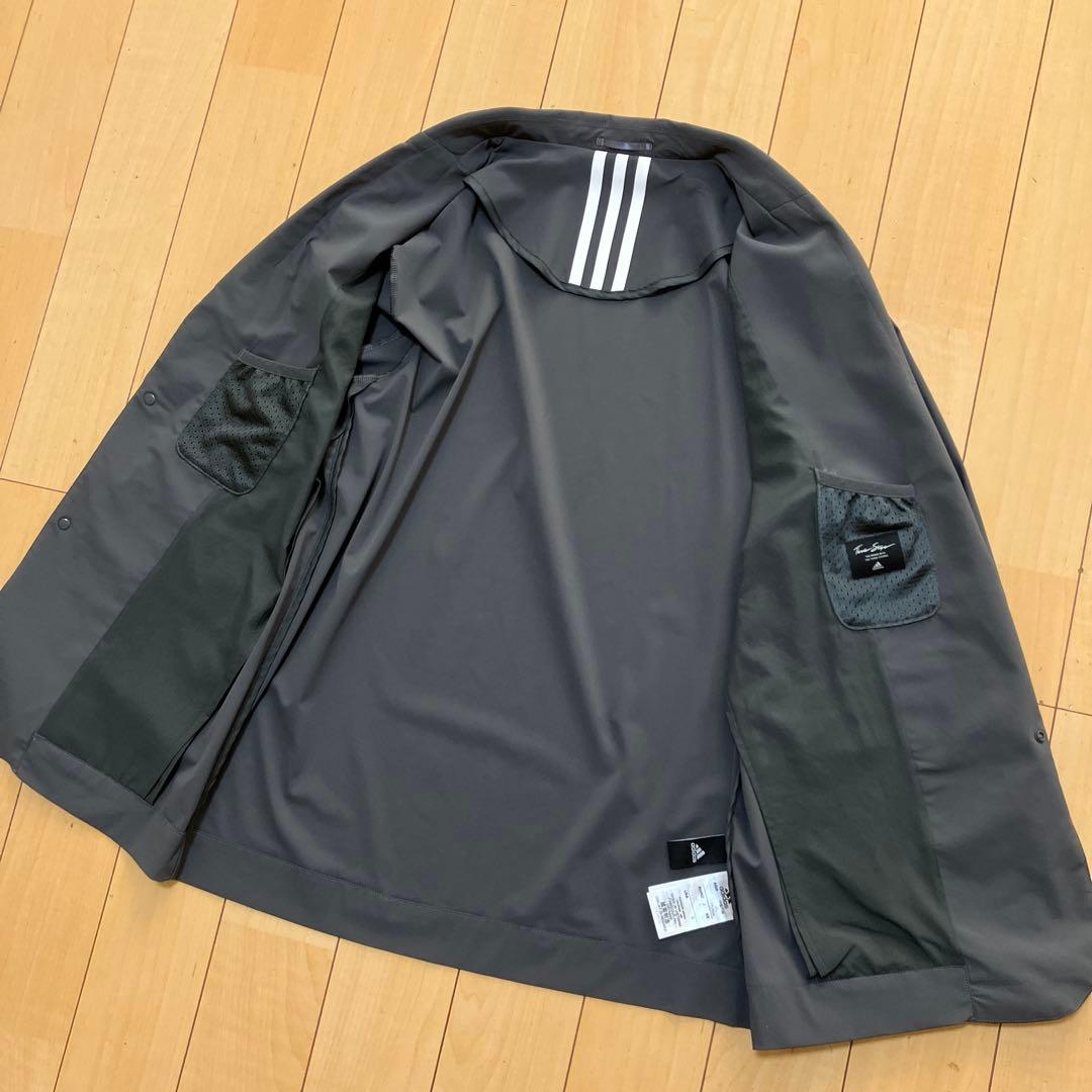 adidas アディダス　スーツ　セットアップ　ロゴ　ストレッチ　グレー　L