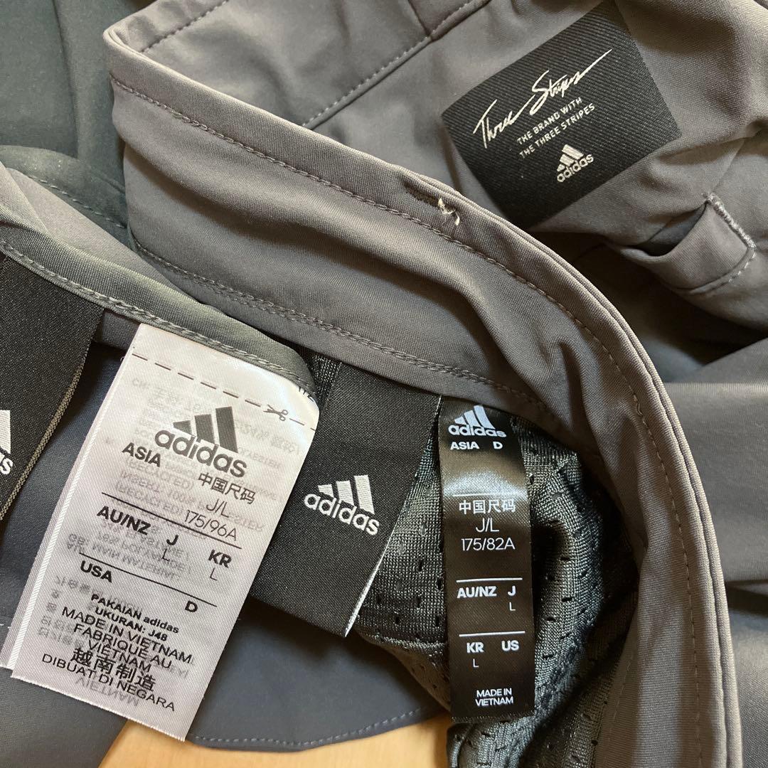 adidas アディダス　スーツ　セットアップ　ロゴ　ストレッチ　グレー　L