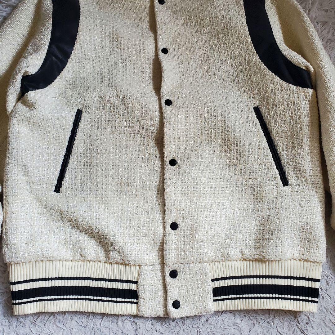極美品 ファーファー 24aw バイカラーツイードスタジャン 現行 アイボリー