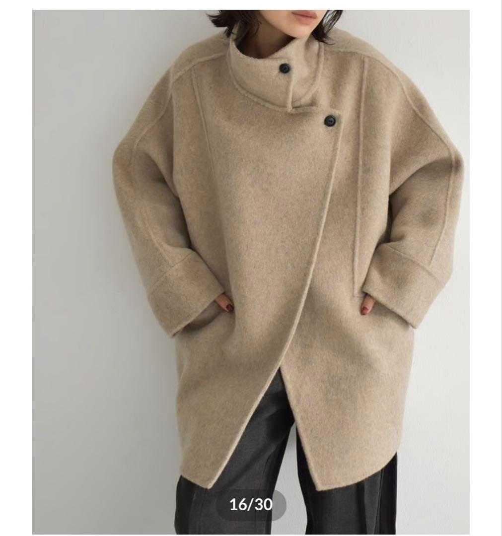 ジャケット・アウター Stand Collar Midi Wool Coat