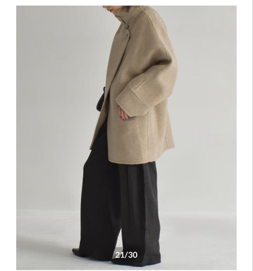 ジャケット・アウター Stand Collar Midi Wool Coat