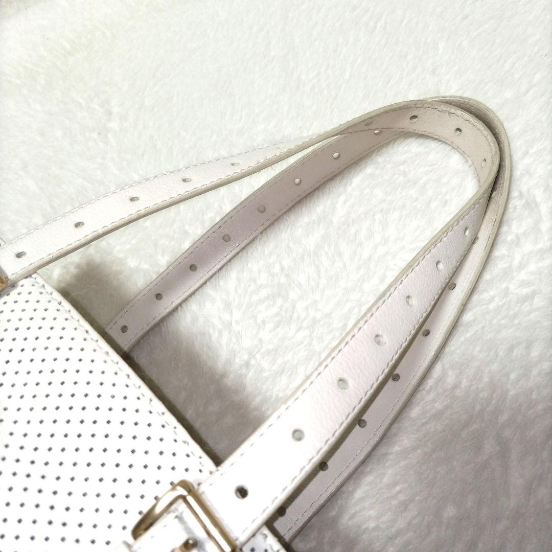 【美品】BALLY ストライプ ゴールド金具 パンチングレザー トートバッグ