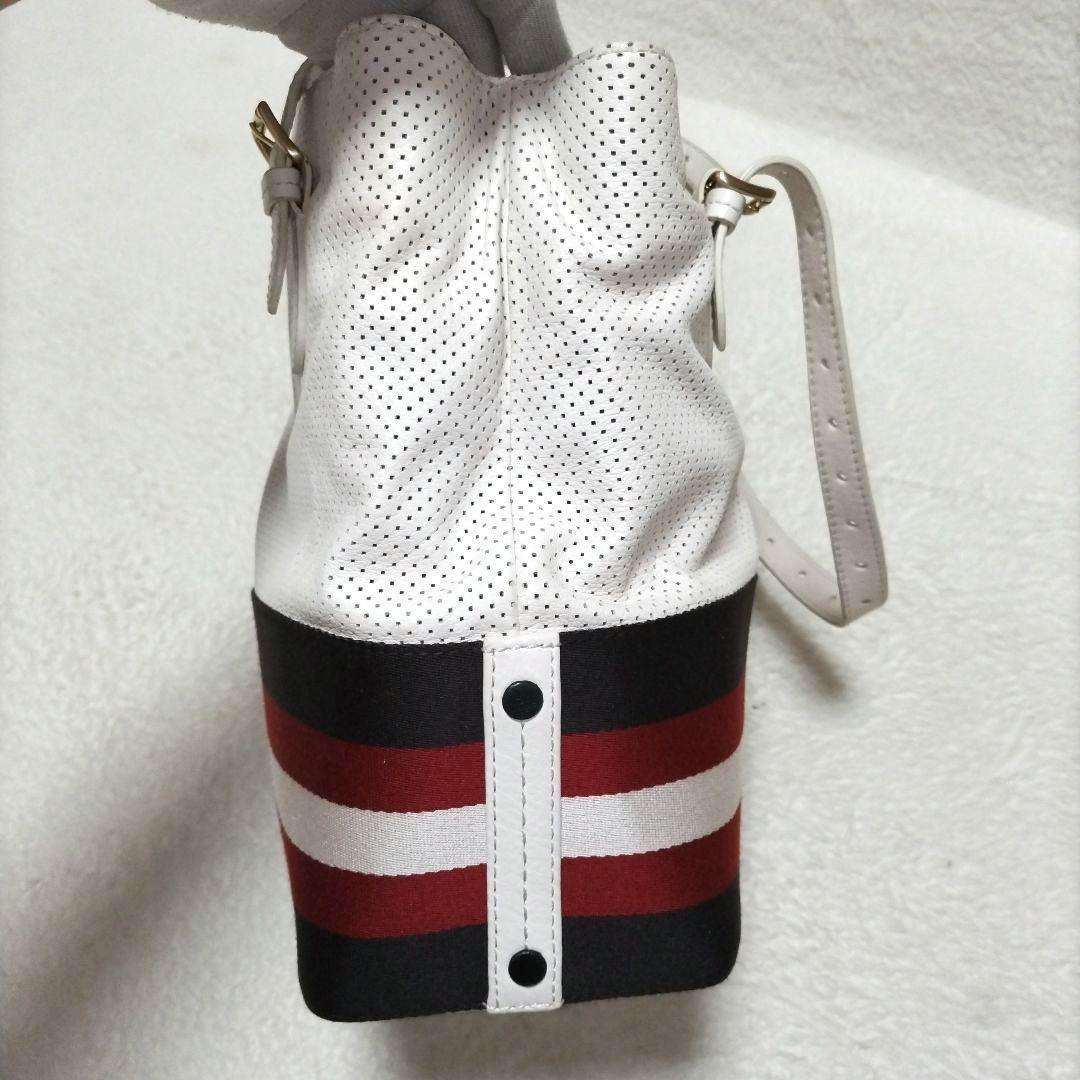 【美品】BALLY ストライプ ゴールド金具 パンチングレザー トートバッグ