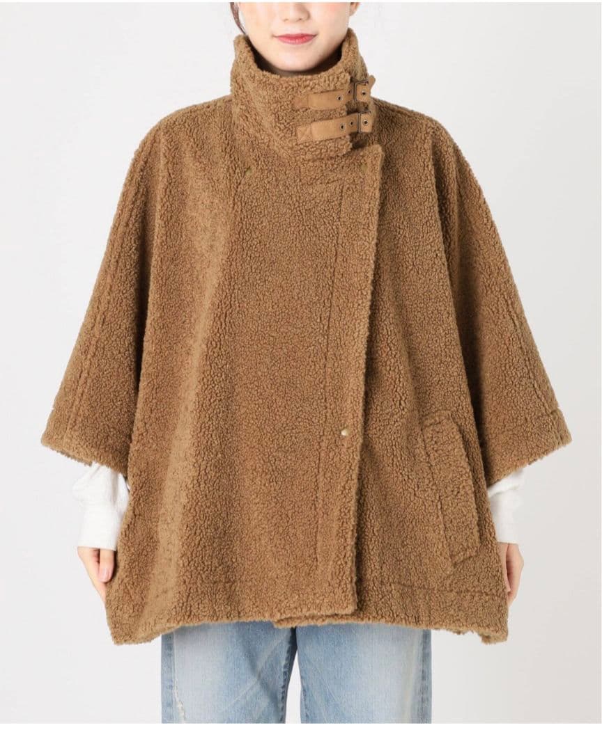 値下 美品 FRAMeWORK ボアコート ポンチョ ベイクルーズ キャメル