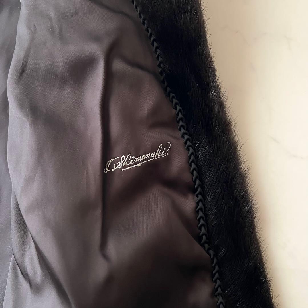 美品 ミンク 高級毛皮 コート ブラック 黒 3ホック つや なめし良好