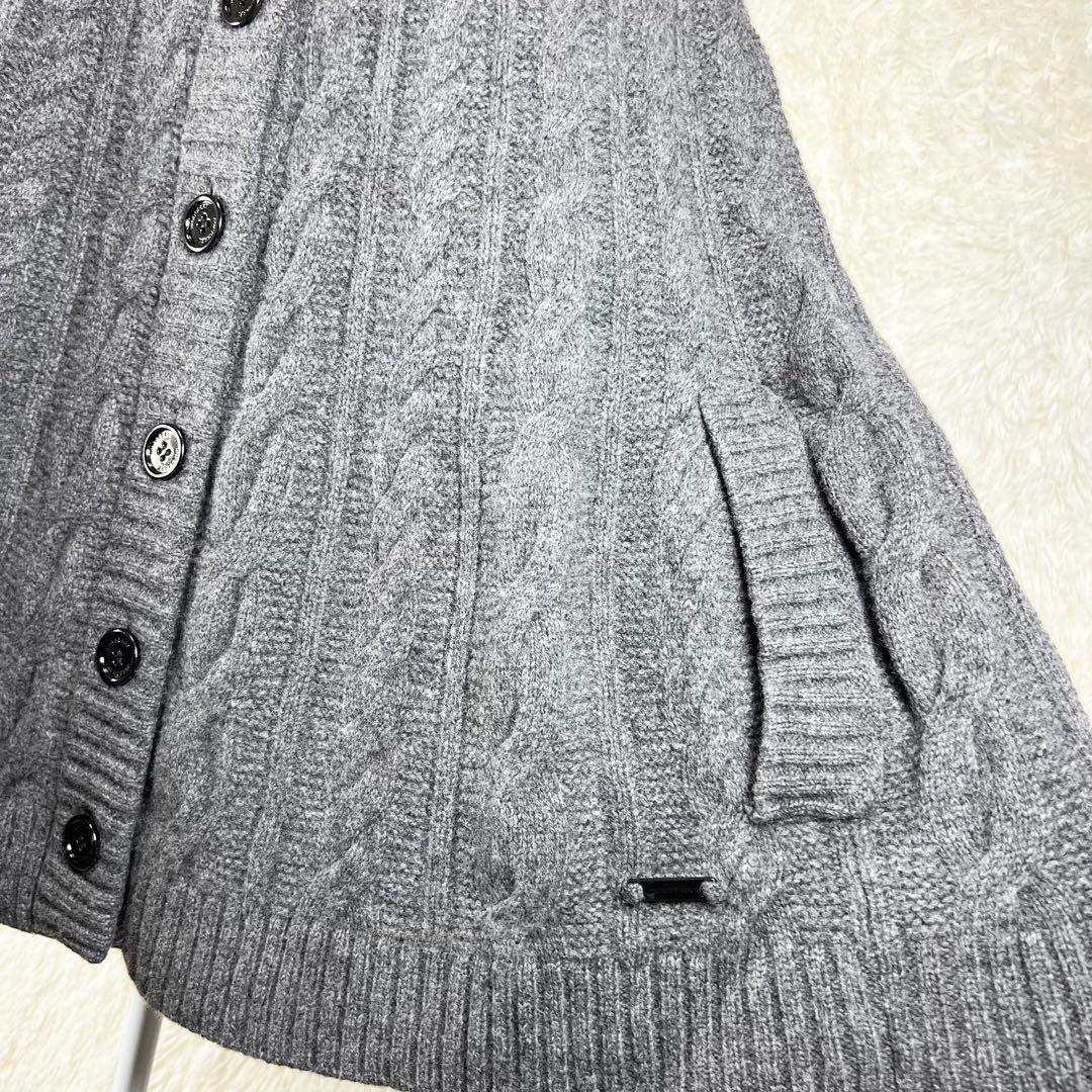 バーバリーロンドン ポンチョ ニット カシミヤ混 グレー エポーレット
