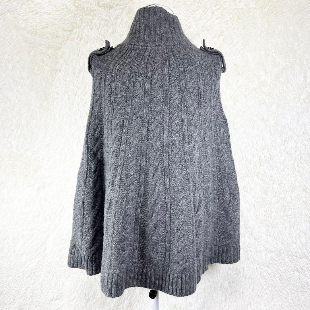 バーバリーロンドン ポンチョ ニット カシミヤ混 グレー エポーレット