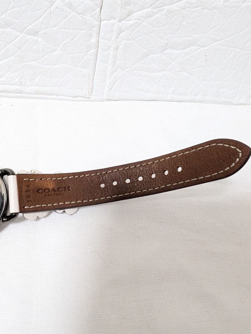 美品　COACH　腕時計　クォーツ　レディース　レザー　花柄　稼働中