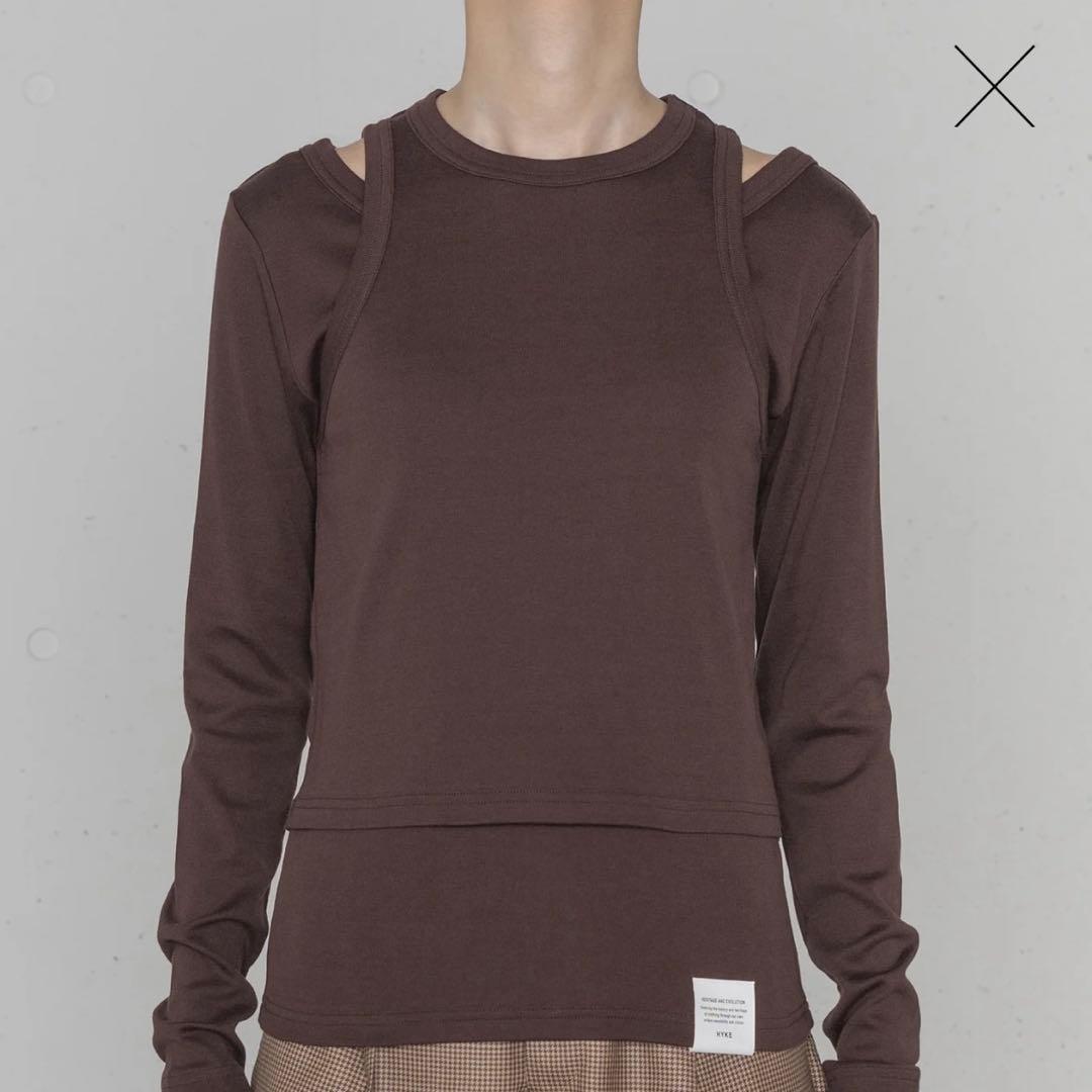 トップス HYKE LAYERED LONG-SLV TEE