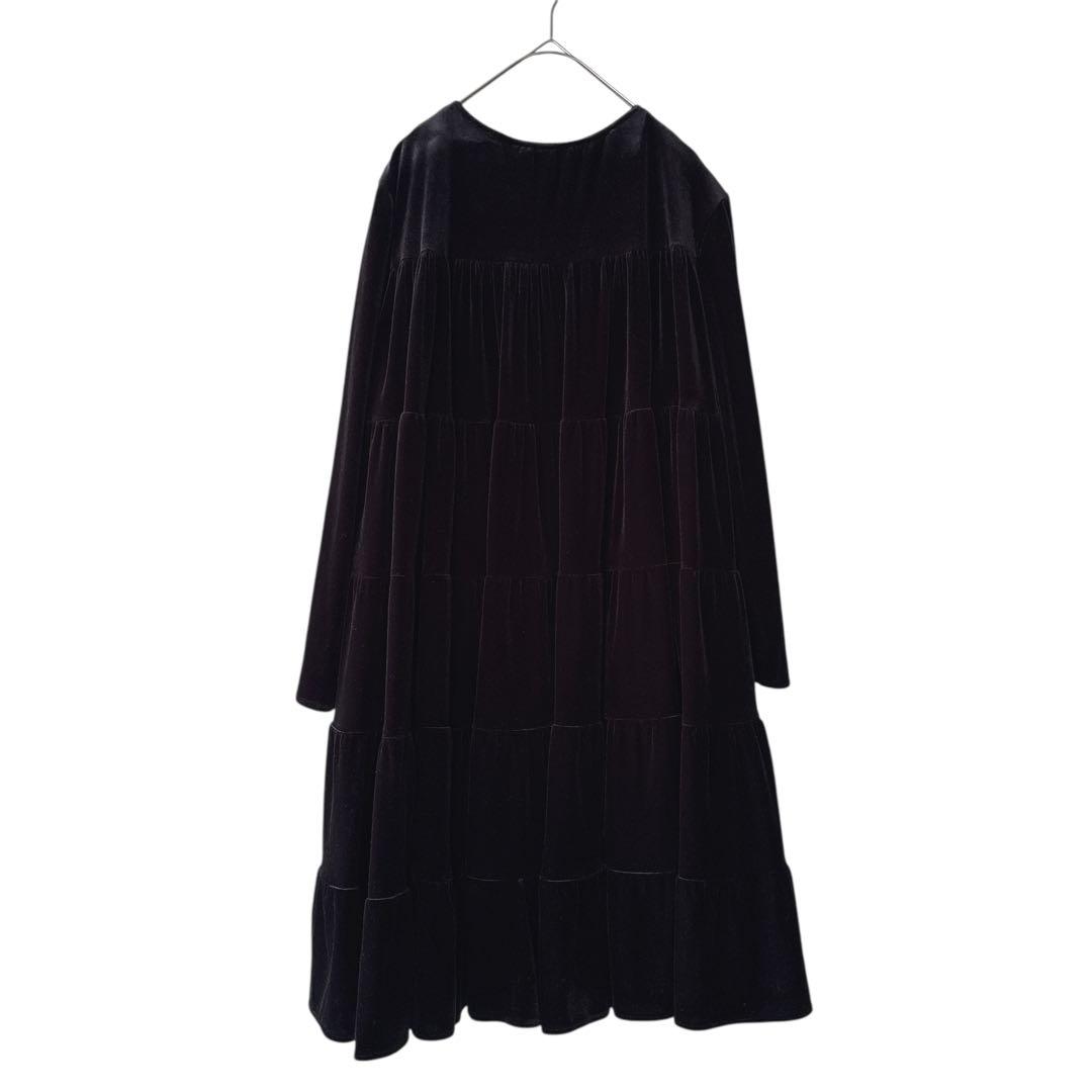 美品✨ トレフルプラスワン ベロア フェアリーワンピース （F） ティアード 黒