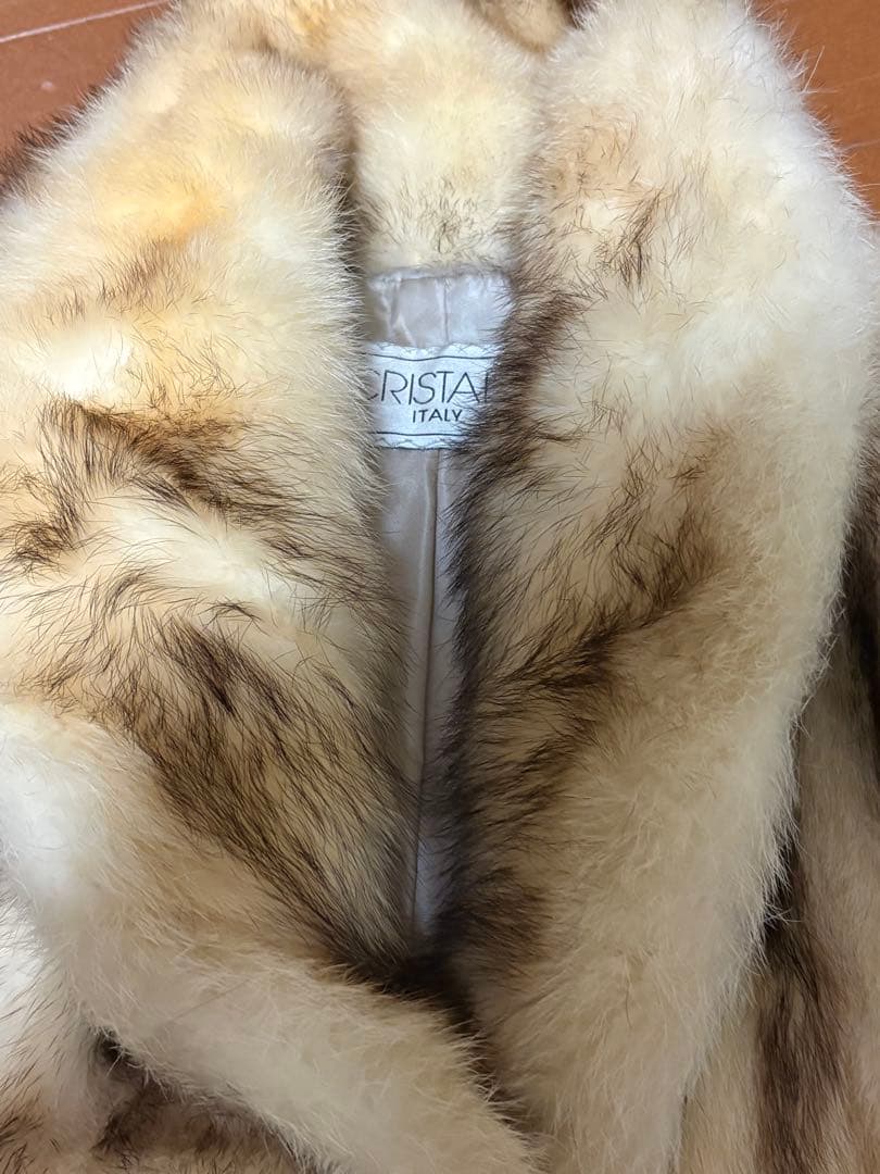 【イタリア製】アイクリスタリー ミンクファーコート フリー ホワイト✖️ブラウン