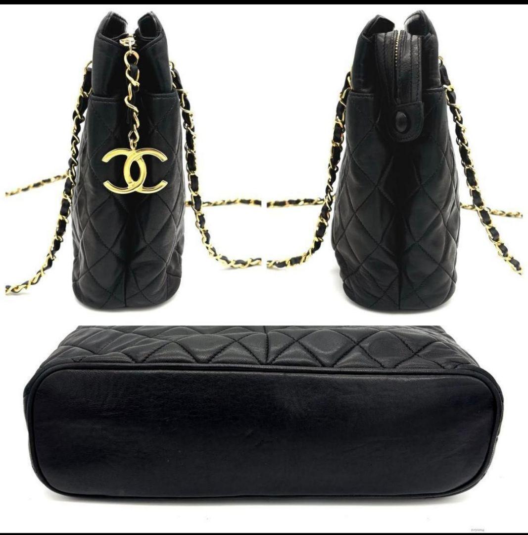 CHANEL シャネル マトラッセ ラムスキン チェーントート ココマーク 黒