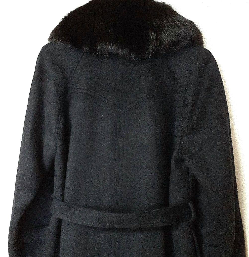 MADAM RAY ファー付きカシミア100%ブラックロングコート　新品未使用