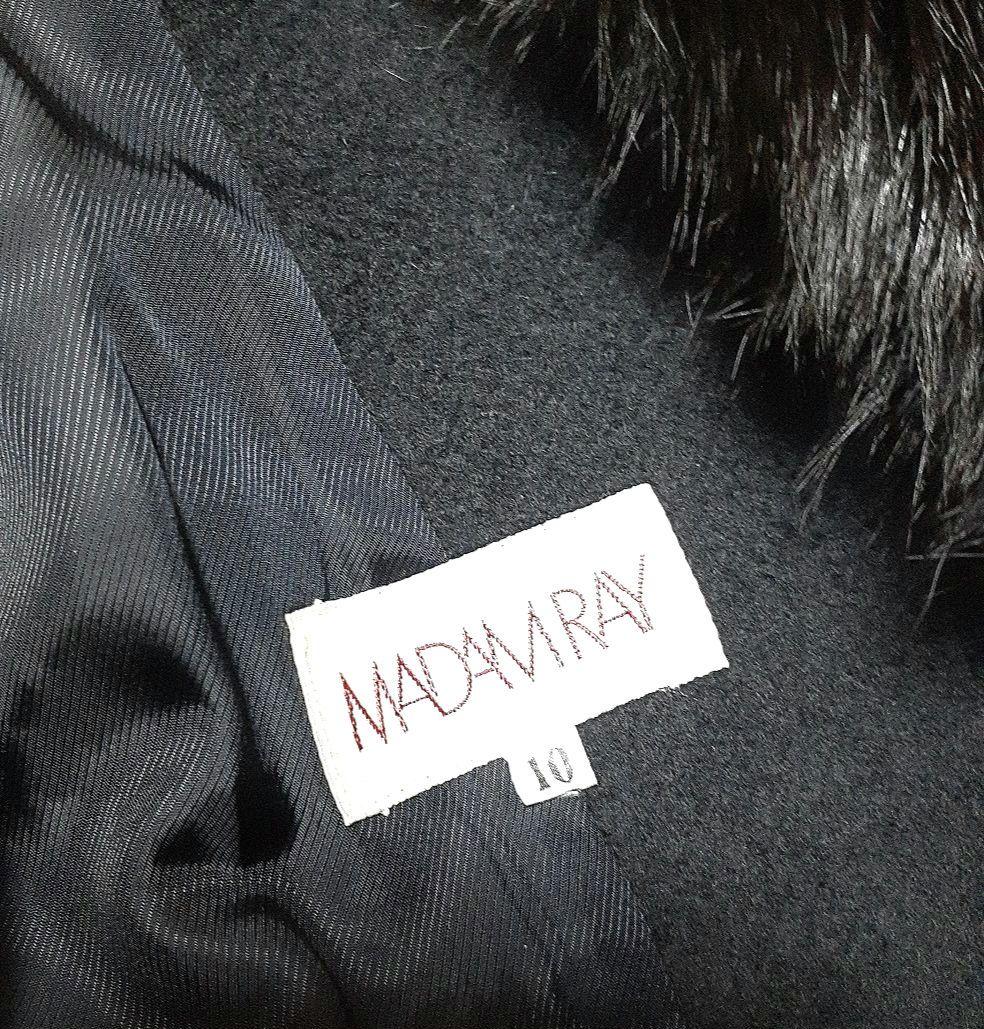 MADAM RAY ファー付きカシミア100%ブラックロングコート　新品未使用