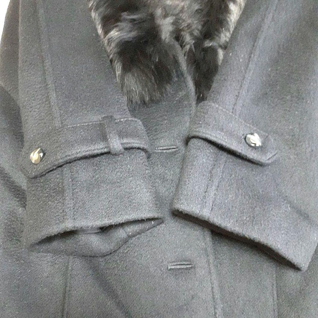 MADAM RAY ファー付きカシミア100%ブラックロングコート　新品未使用