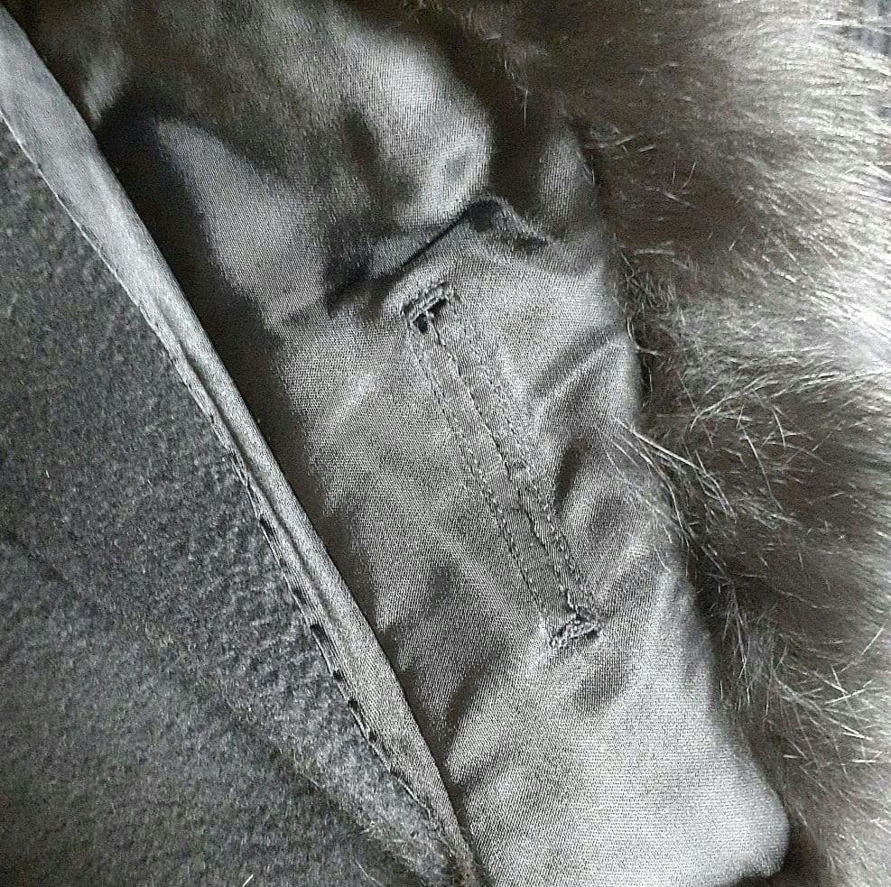 MADAM RAY ファー付きカシミア100%ブラックロングコート　新品未使用