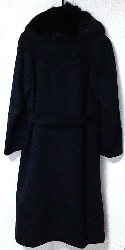 MADAM RAY ファー付きカシミア100%ブラックロングコート　新品未使用