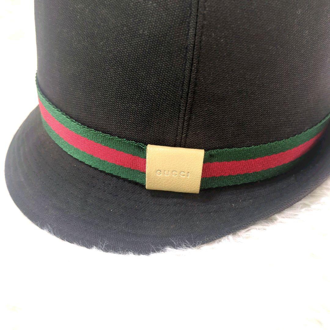 美品✨️　GUCCI　ハット　シェリーライン　ブラック　中折れ　キャンバス