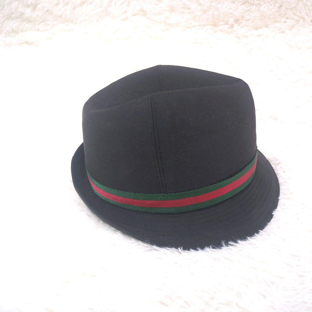 美品✨️　GUCCI　ハット　シェリーライン　ブラック　中折れ　キャンバス