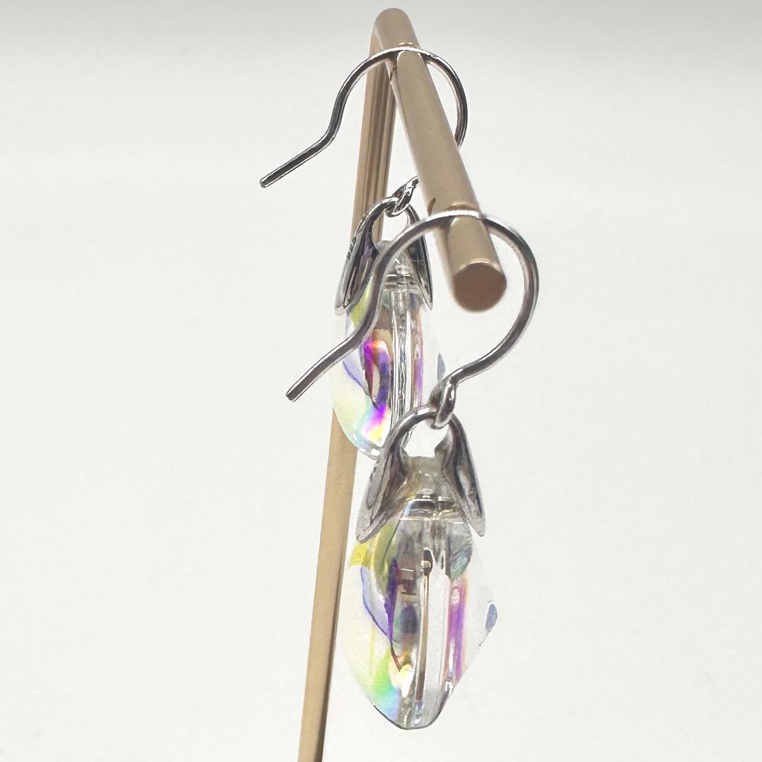 美品★baccarat バカラ クリスタルティアドロップ水滴型ピアス★C73