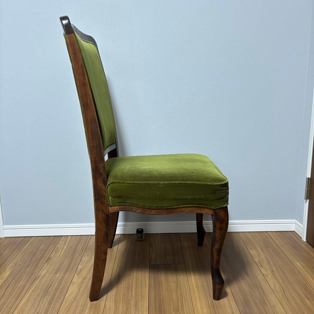 【希少】アンティーク調 チェア 猫脚 グリーン 椅子 レトロ 2脚セット