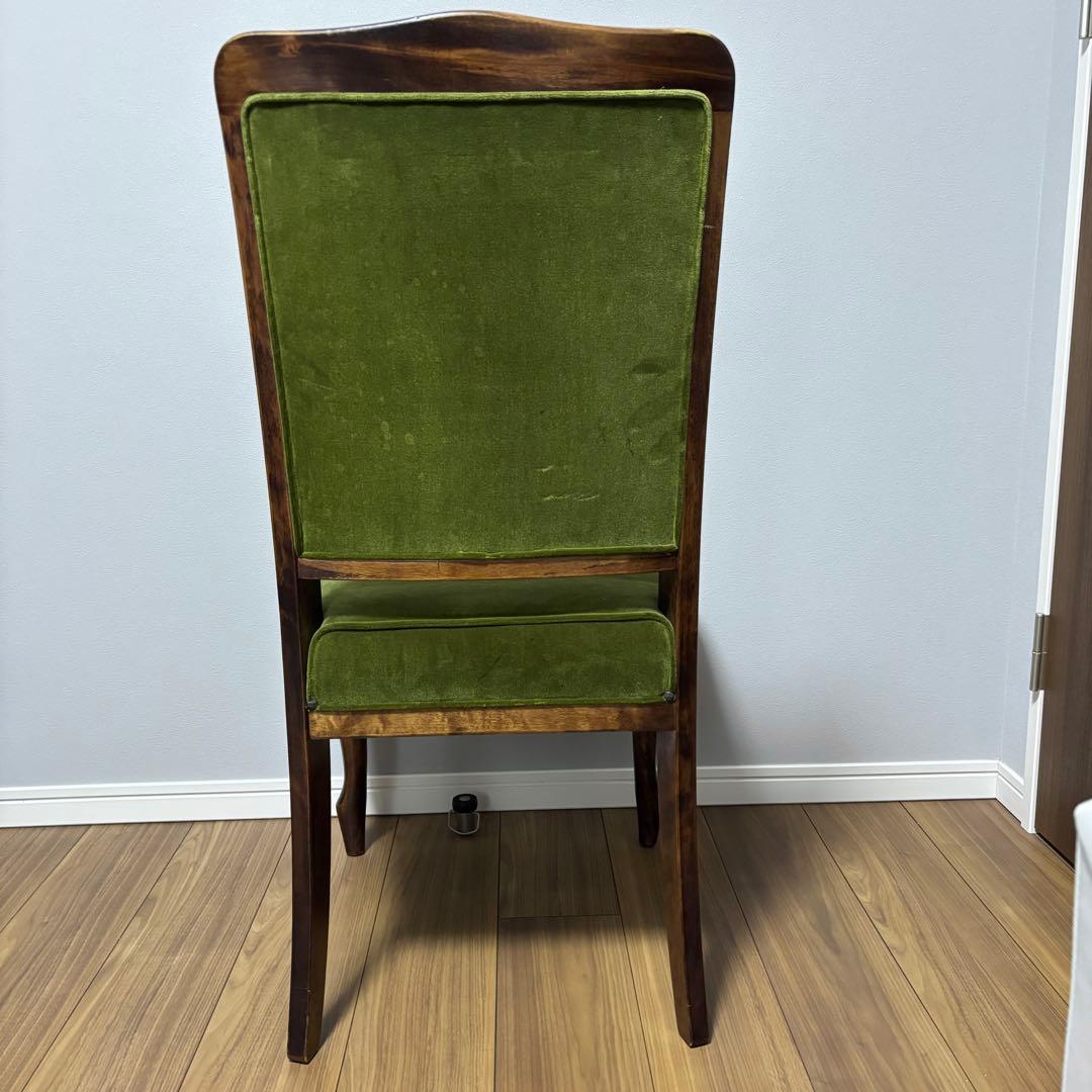 【希少】アンティーク調 チェア 猫脚 グリーン 椅子 レトロ 2脚セット