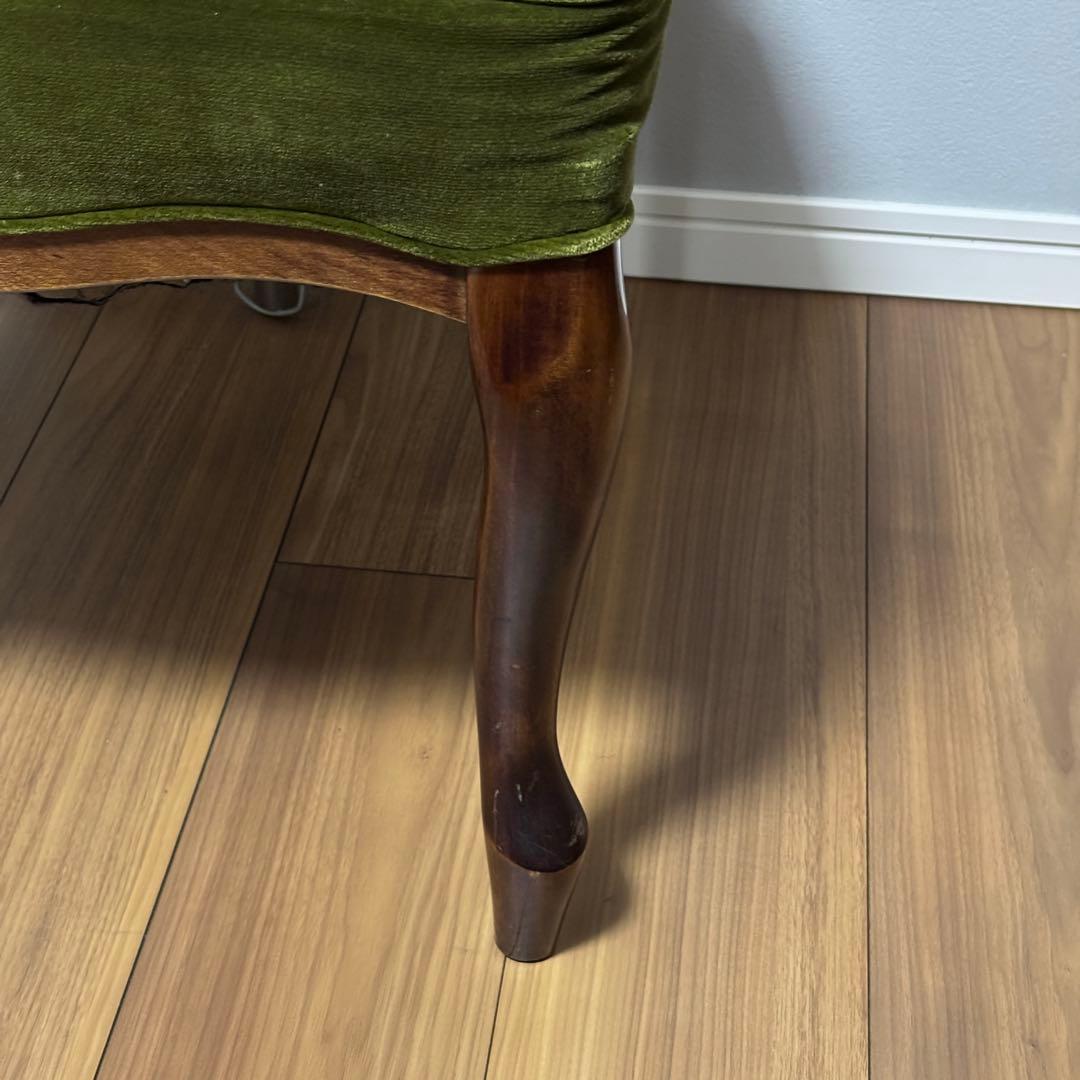 【希少】アンティーク調 チェア 猫脚 グリーン 椅子 レトロ 2脚セット