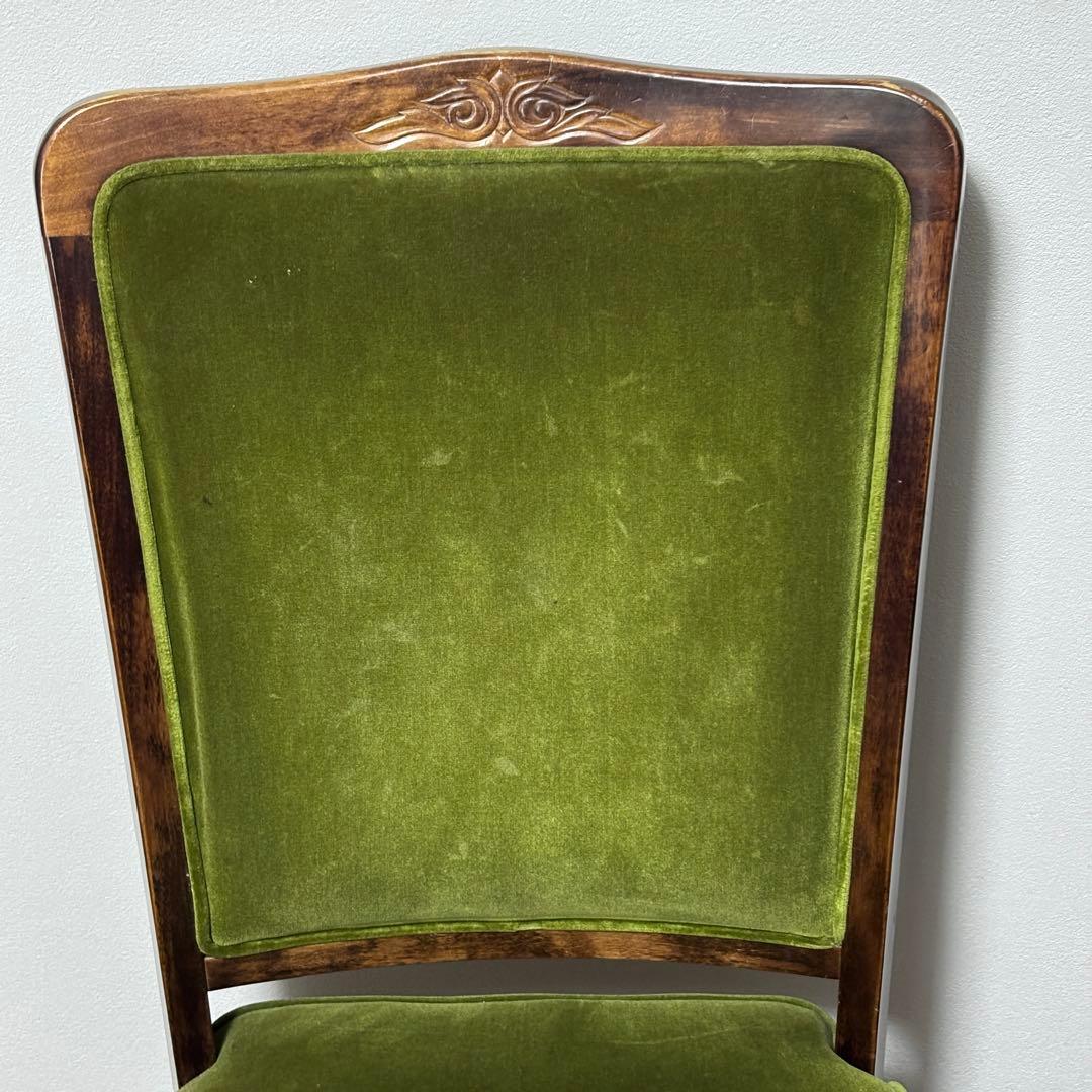 【希少】アンティーク調 チェア 猫脚 グリーン 椅子 レトロ 2脚セット