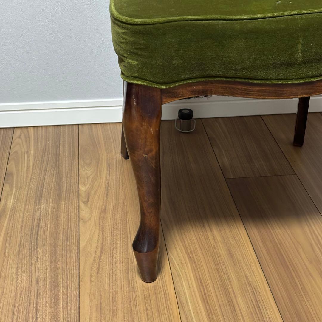 【希少】アンティーク調 チェア 猫脚 グリーン 椅子 レトロ 2脚セット