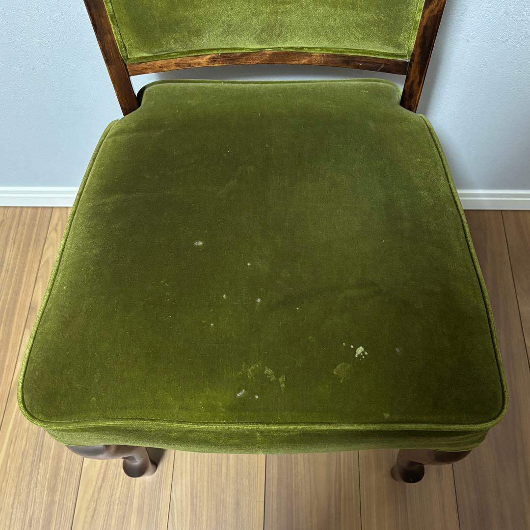 【希少】アンティーク調 チェア 猫脚 グリーン 椅子 レトロ 2脚セット