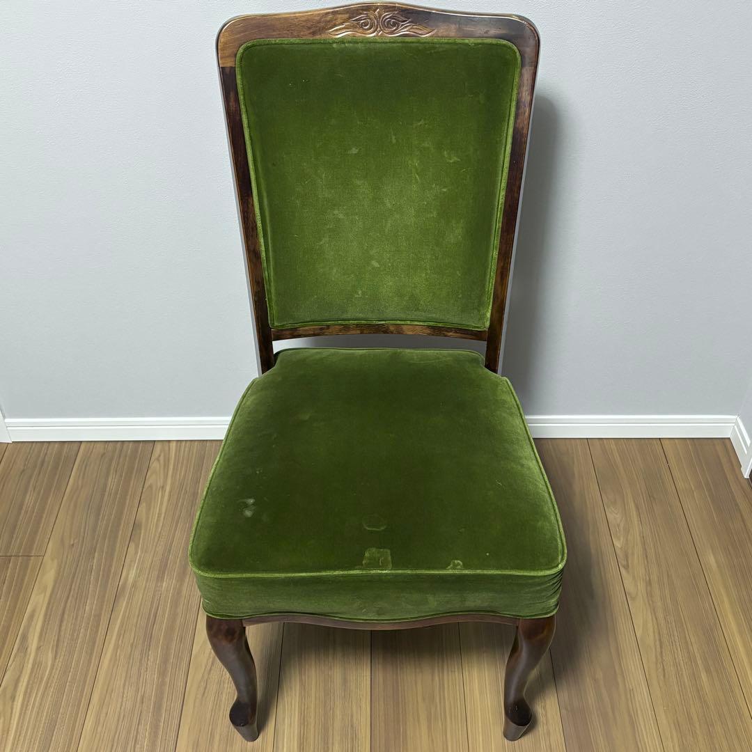 【希少】アンティーク調 チェア 猫脚 グリーン 椅子 レトロ 2脚セット