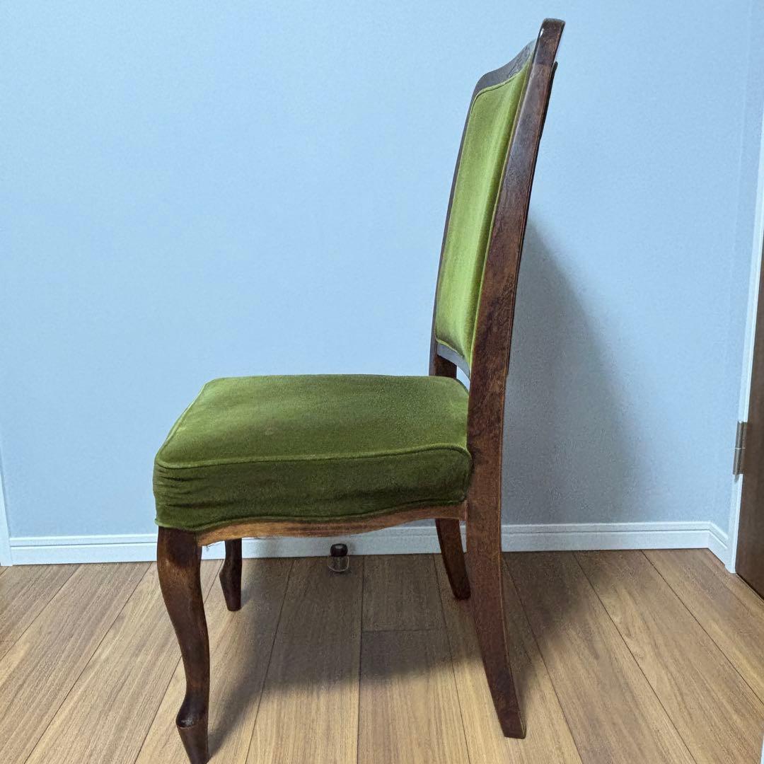【希少】アンティーク調 チェア 猫脚 グリーン 椅子 レトロ 2脚セット