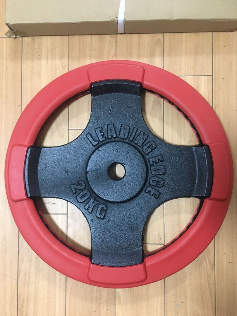 ①リーディングエッジ LEADINGEDGE バーベルプレート20kg x 1枚