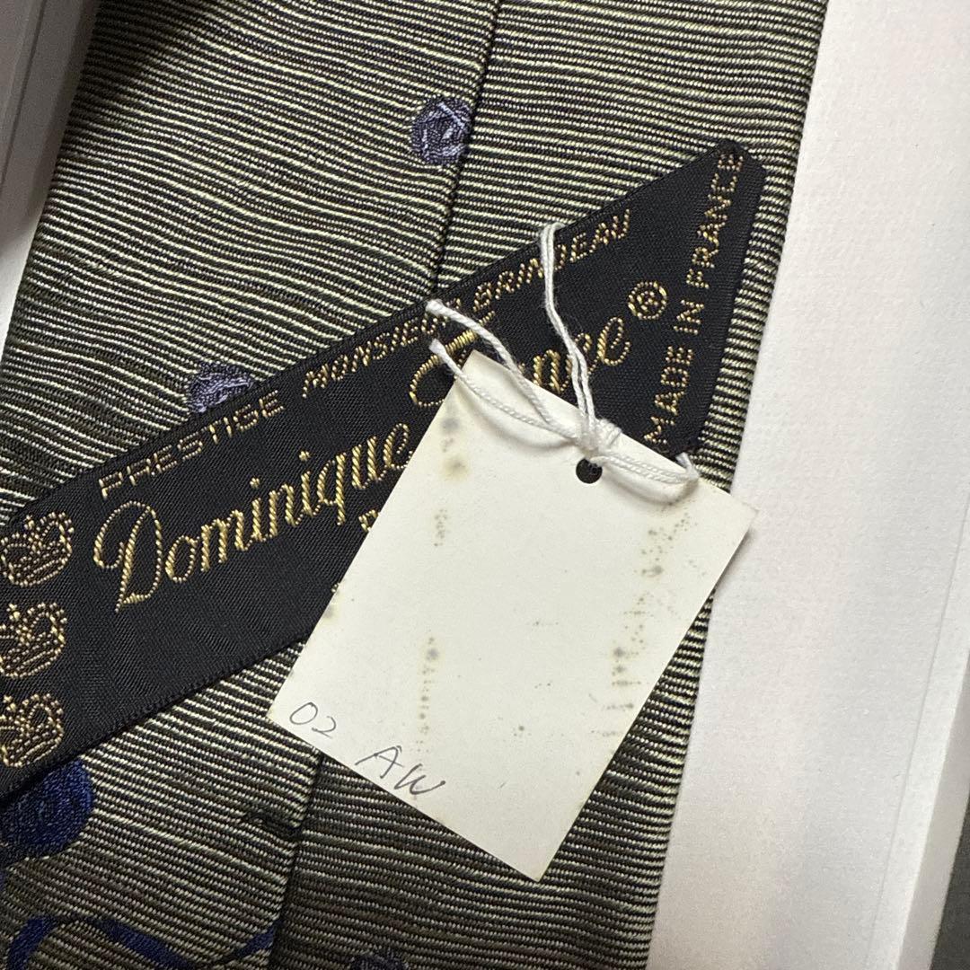 未使用タグ付　ドミニクフランス　ネクタイ　緑系　鞠柄　スリークラウン王冠