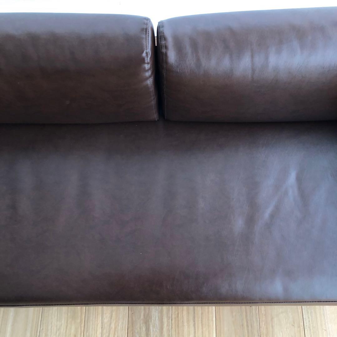 unico ブラウン 2人掛けソファ　ユニコ　合皮　レザーソファー